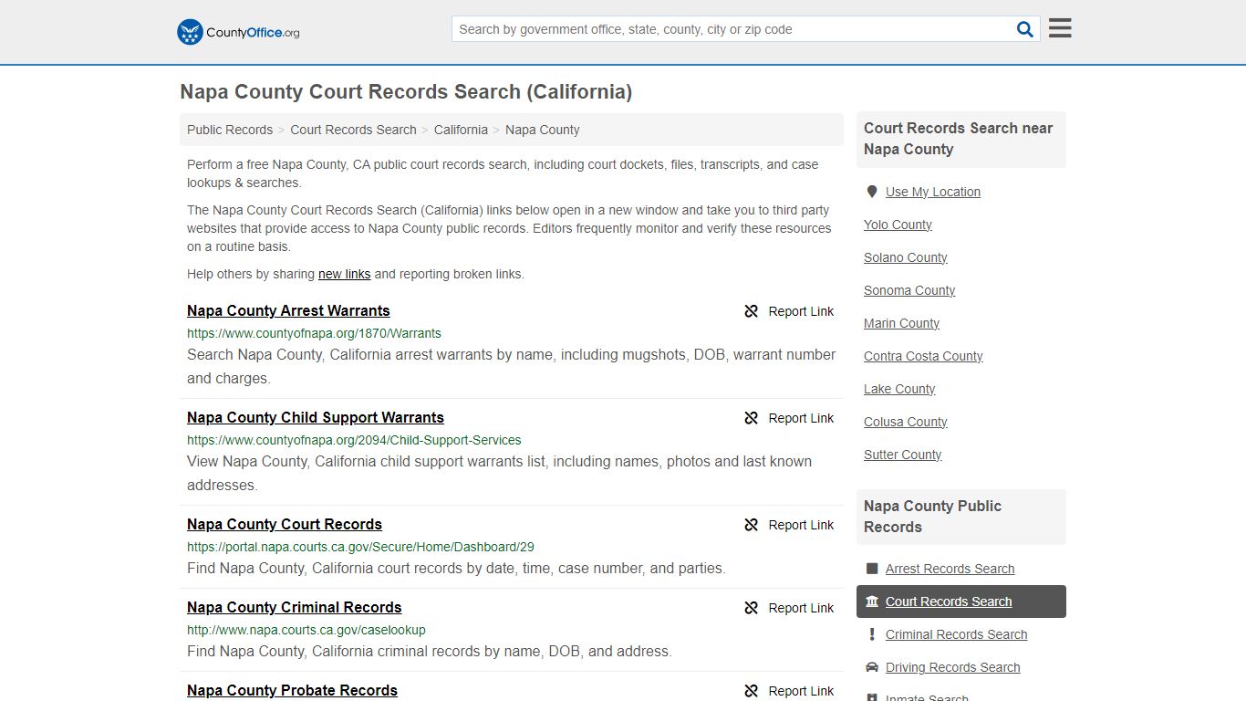 Napa County Court Records Search (California) - County Office