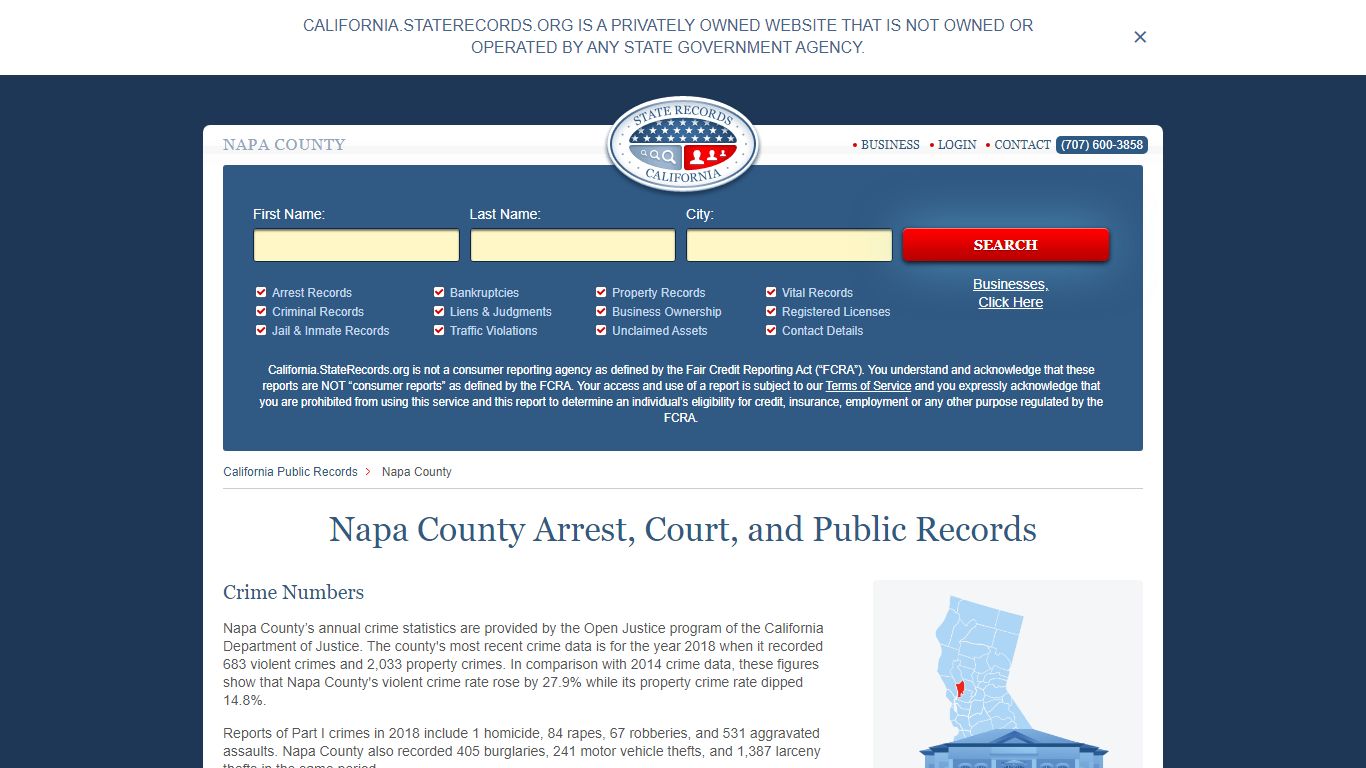 Napa County Arrest, Court, and Public Records