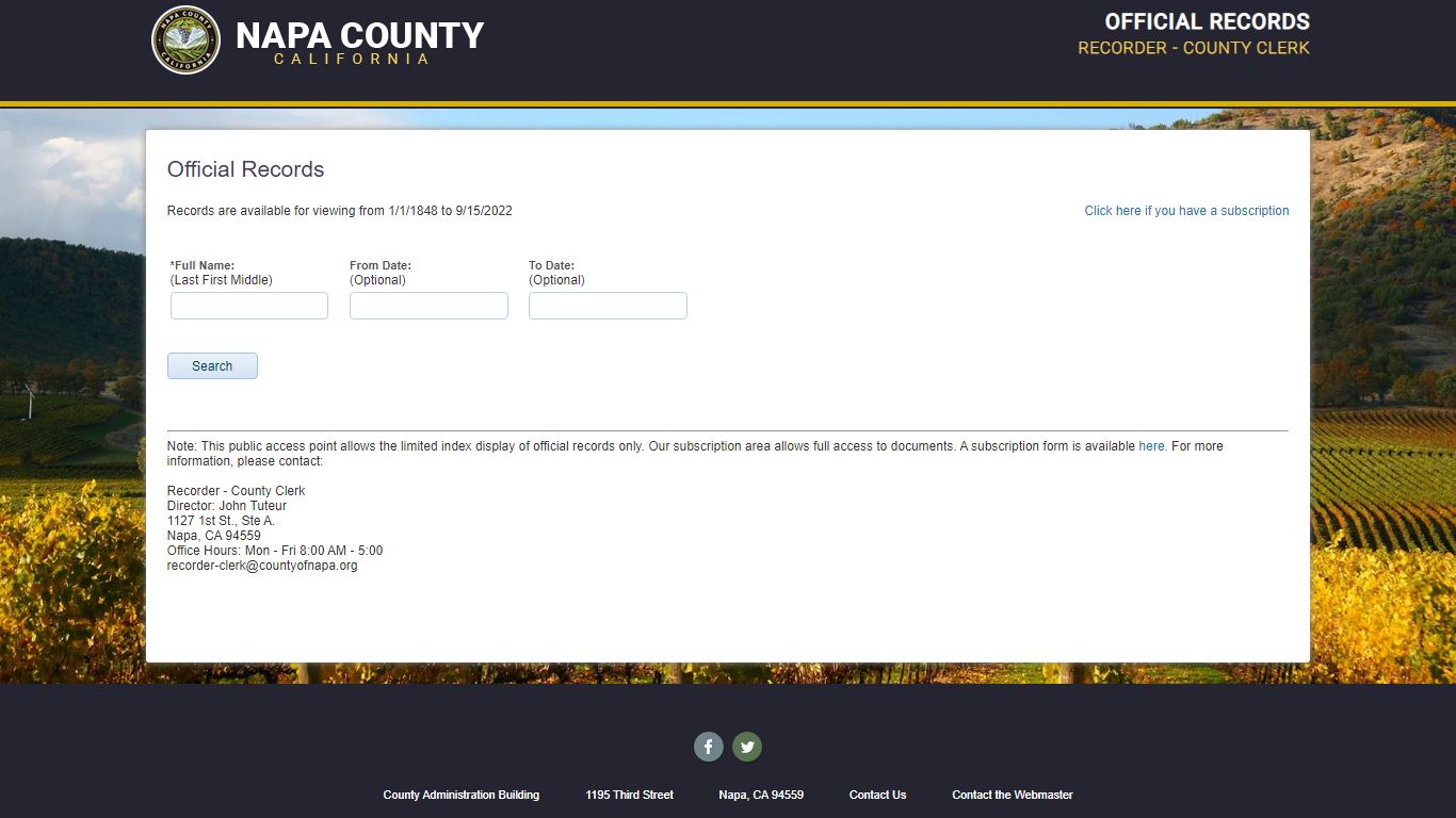 Official Records - Napa County, California